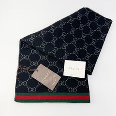Guaranteed Authentic Gucci Solange Wool Monogram Web Scarf