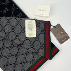 Guaranteed Authentic Gucci Solange Wool Monogram Web Scarf