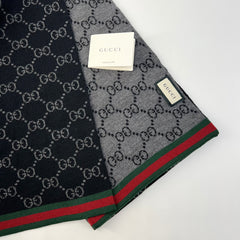 Guaranteed Authentic Gucci Solange Wool Monogram Web Scarf