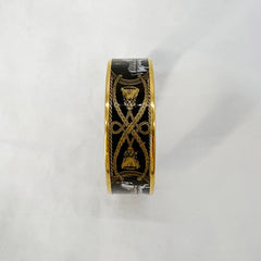 정품 HERMÈS Grand Apparat 와이드 에나멜 뱅글18K 옐로우 골드 도금 브라스와 승마 모티브 보장