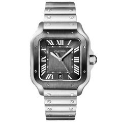 구매 날짜 2021년 6월 23일 SANTOS DE CARTIER 시계 Large 모델, 오토매틱 무브먼트, 스틸, ADLC, 교체 가능한 금속 및 고무 브레이슬릿