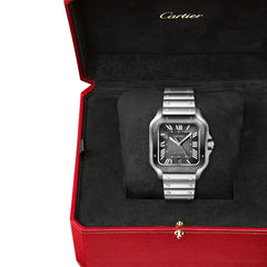 구매 날짜 2021년 6월 23일 SANTOS DE CARTIER 시계 Large 모델, 오토매틱 무브먼트, 스틸, ADLC, 교체 가능한 금속 및 고무 브레이슬릿