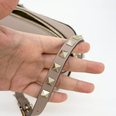 Valentino Rockstud Camera Crossbody Bag Leather Beige [Guaranteed Authentic]