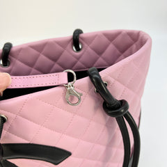 CHANEL Calfskin Quilted Large Cambon Tote Pink Black 62057