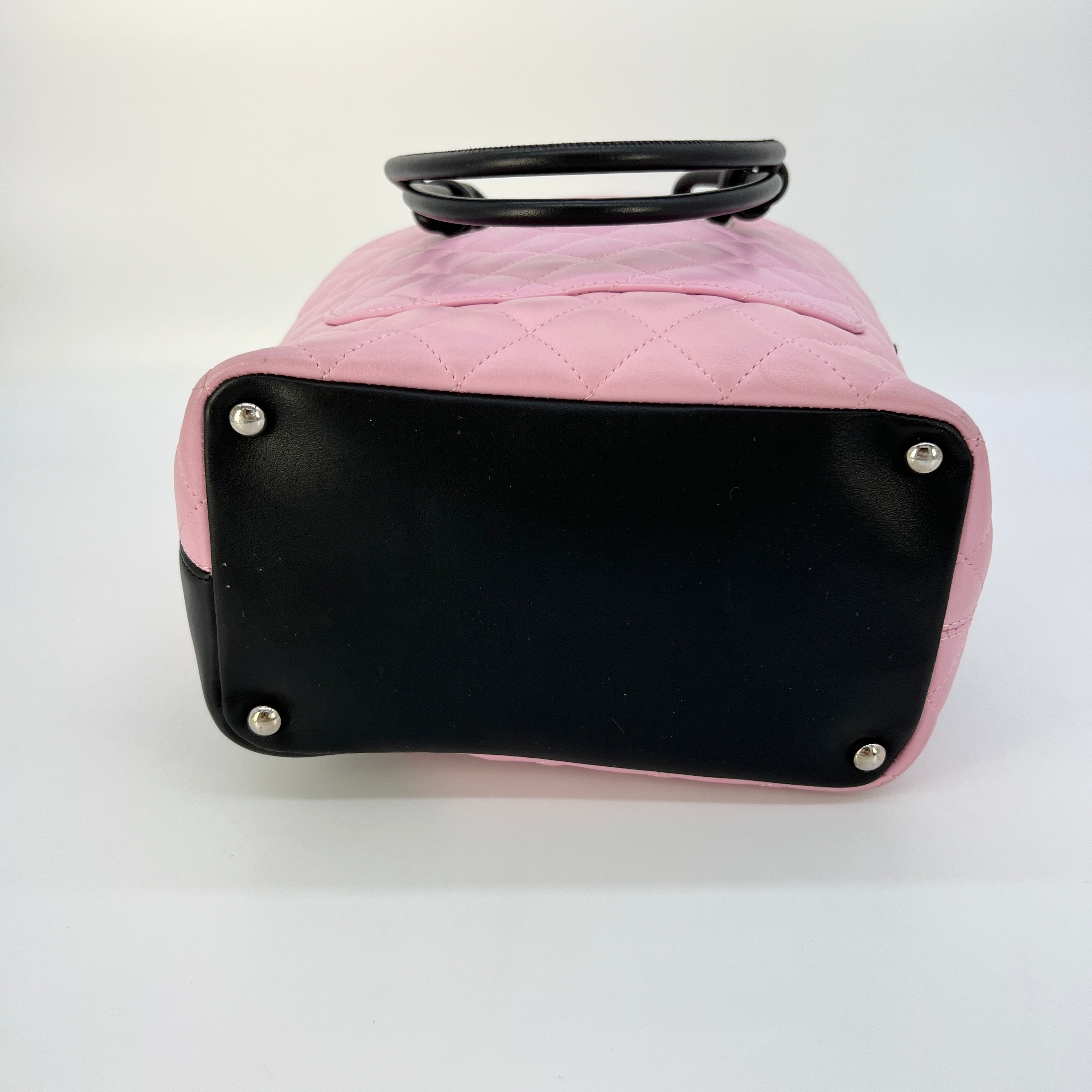 CHANEL Calfskin Quilted Medium Cambon Tote Pink Black [Guaranteed