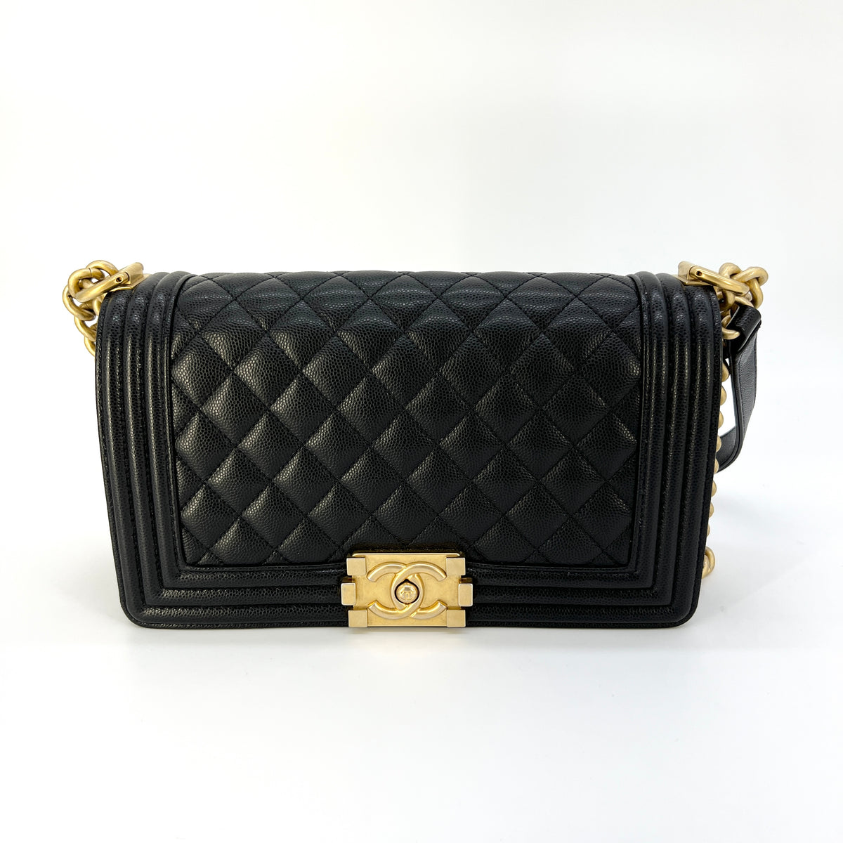 CHANEL Caviar Quilted Old Medium Boy Flap Black [Guaranteed Authentic]