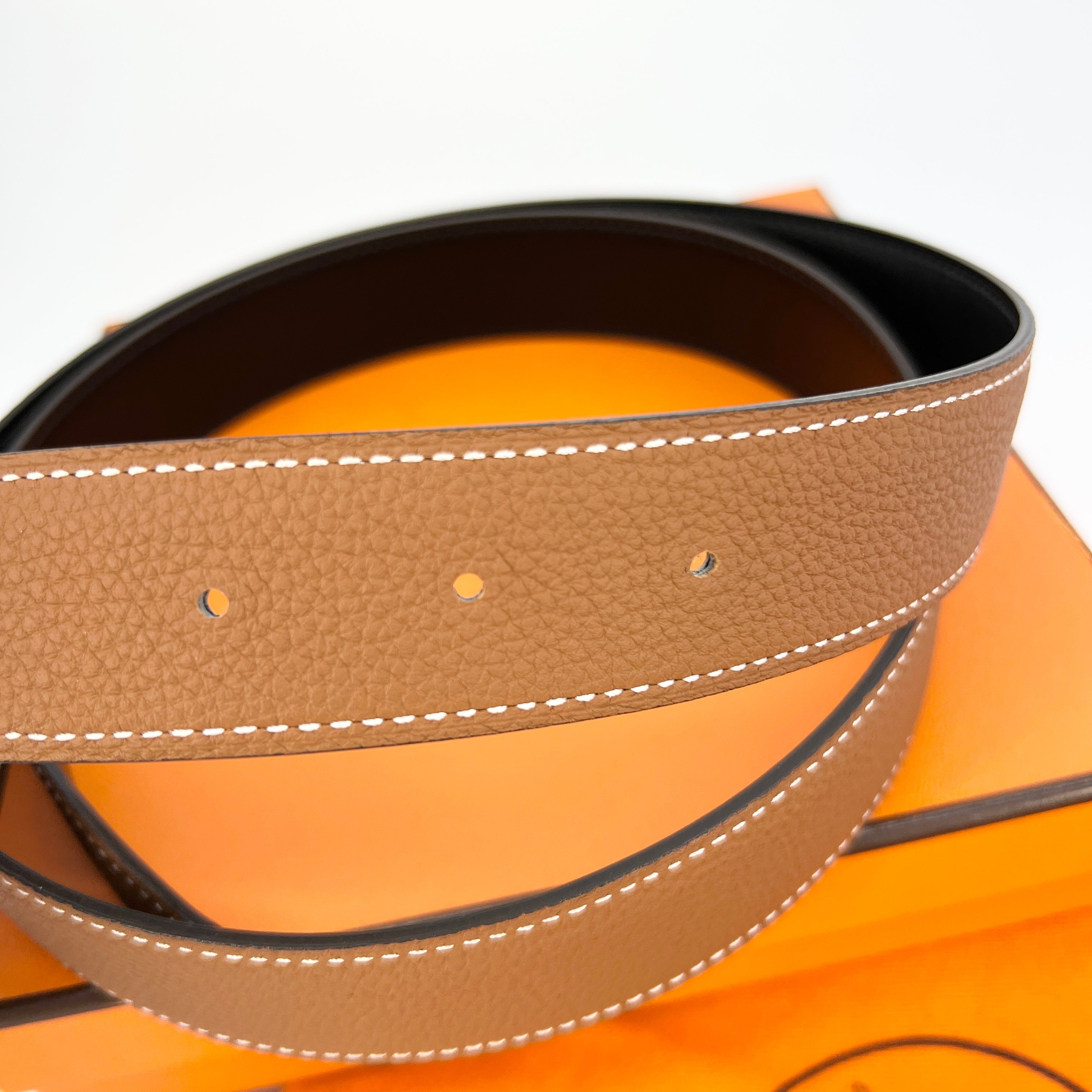 Hermes Reversible Belt Leather 100 Black/Brown [Guaranteed Authentic]