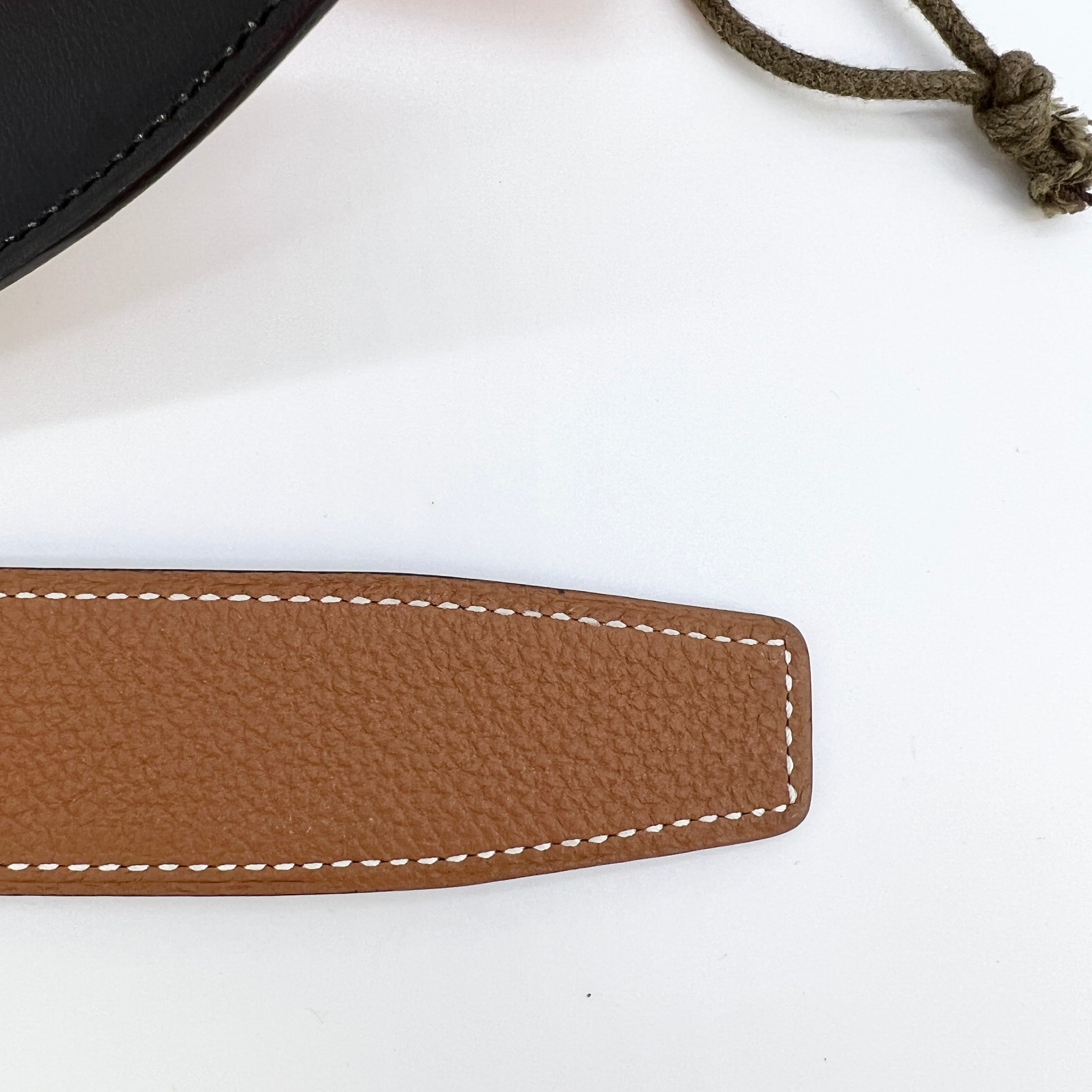 Hermes H Strie Buckle Reversible Belt Leather Medium 85 Black/Brown [Guaranteed authentic]