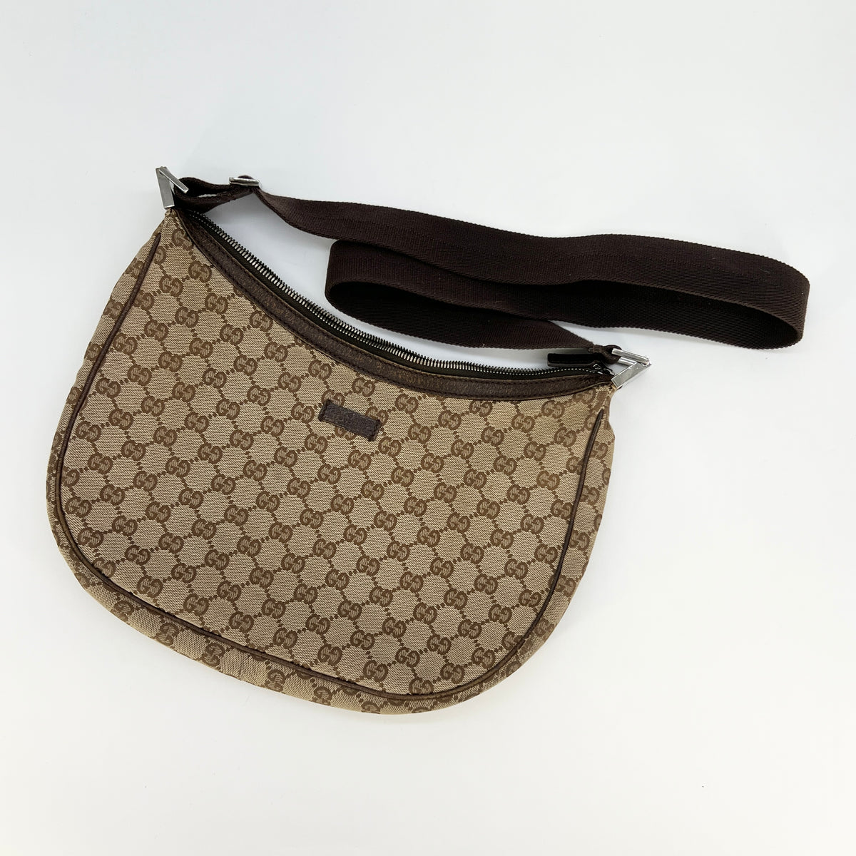 Gucci Shoulder Monogram Brown Canvas Hobo Bag [Guaranteed Authentic]