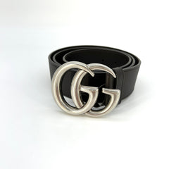 Gucci Calfskin Double G 40mm Belt 90 36 Black [Guaranteed Authentic]