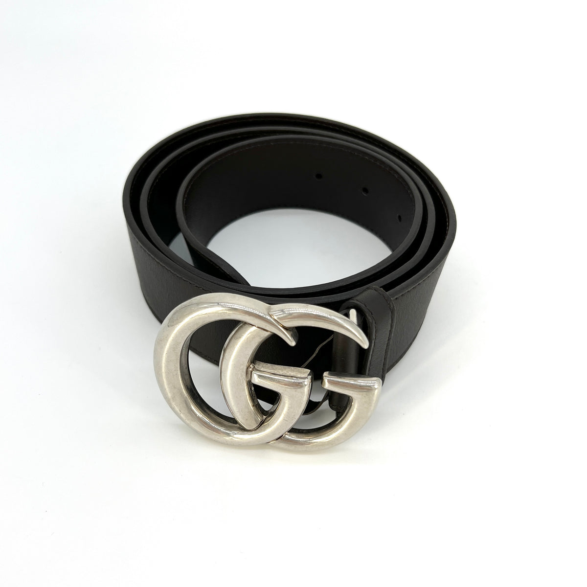 Gucci Calfskin Double G 40mm Belt 90 36 Black [Guaranteed Authentic]