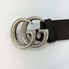 Gucci Calfskin Double G 40mm Belt 90 36 Black [Guaranteed Authentic]
