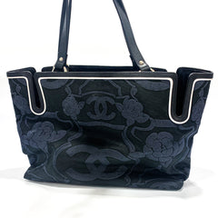 Chanel Camellia Canvas Tote Bag Small Black