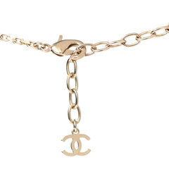Guaranteed Authentic CHANEL Crystal CC Textured Crystal-Encrusted Medallion Necklace Gold 16.25"