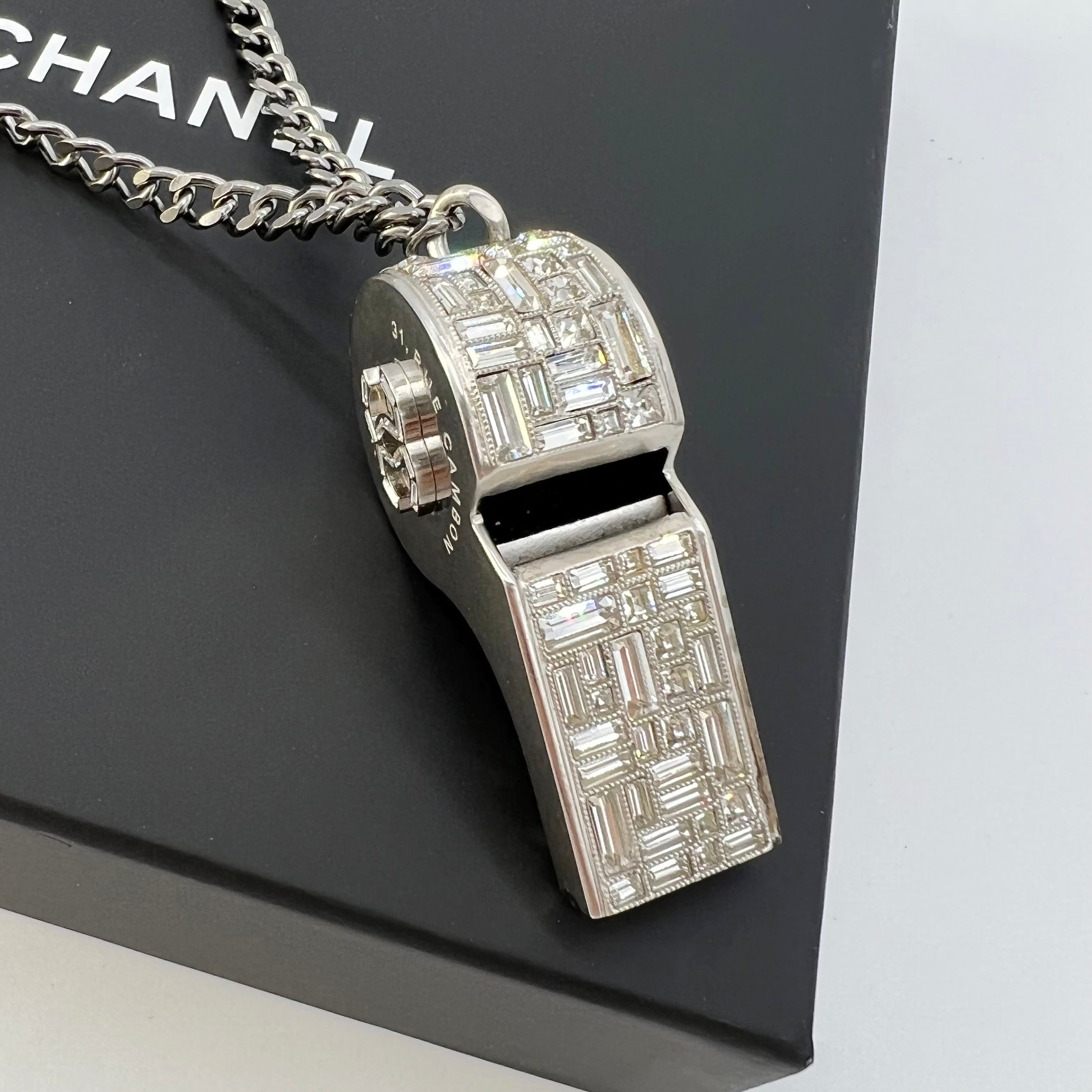 Fancy Chanel Whistle Pendant with CC Medallion Necklace Chain