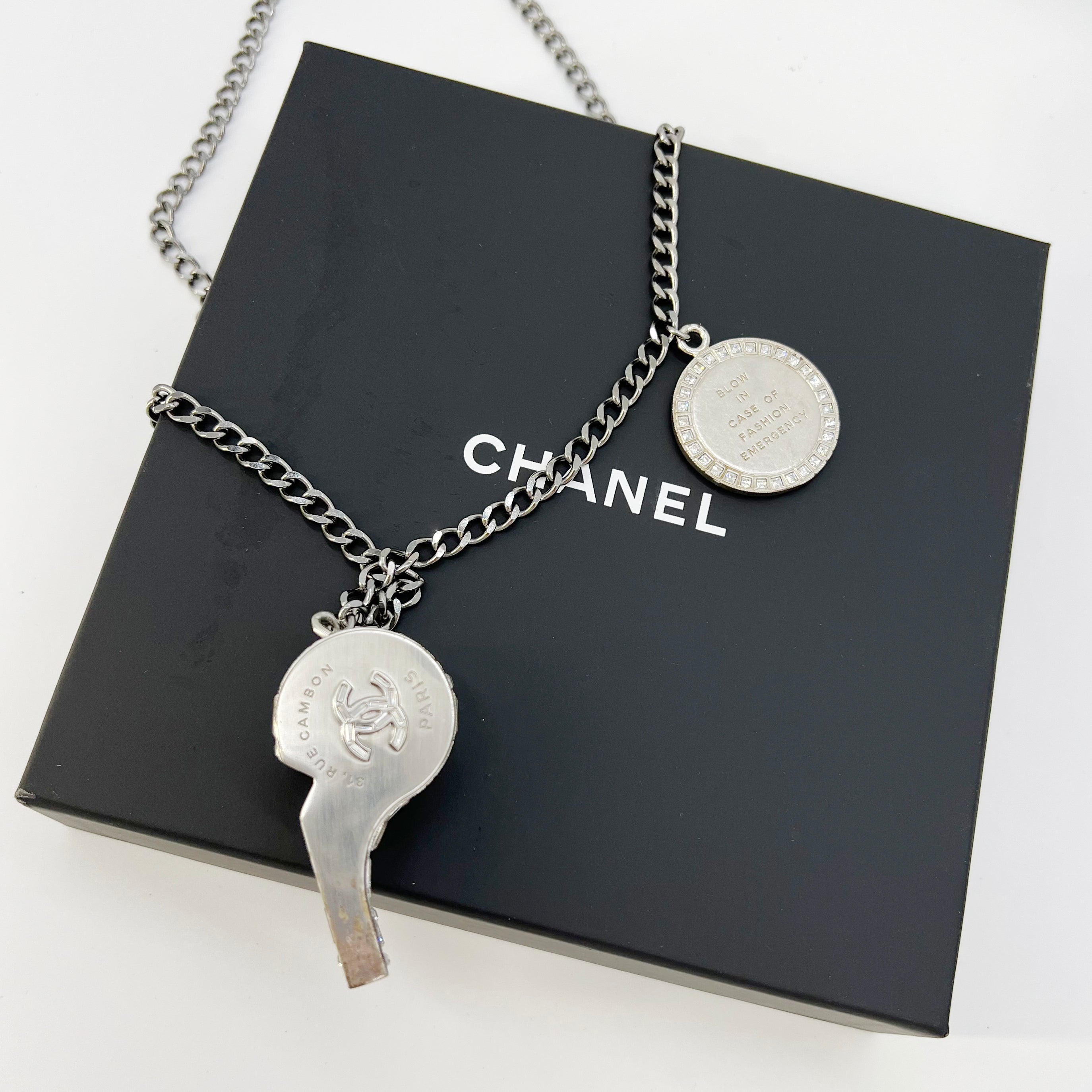 Fancy Chanel Whistle Pendant with CC Medallion Necklace Chain