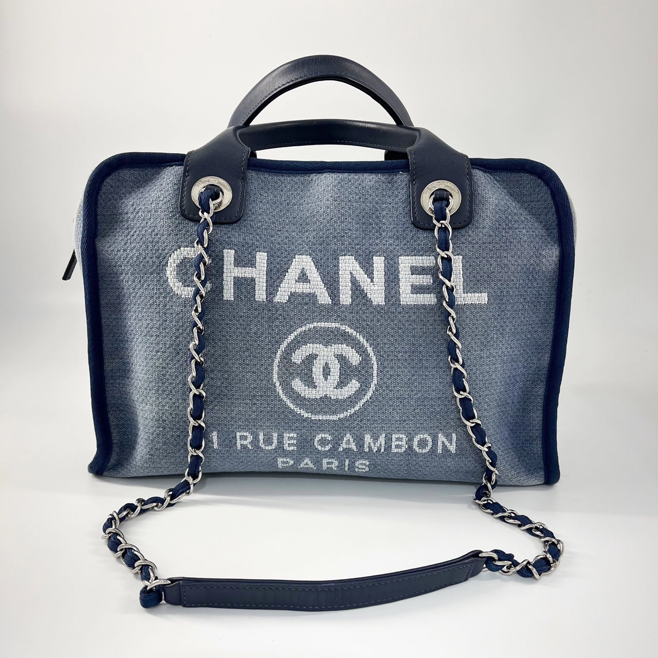 Chanel deauville bowling denim blue # 21, Luxury, Bags & Wallets on  Carousell