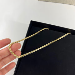 14k Solid yellow Gold Rope Chain Long Necklace 30"[14K Solid Gold]