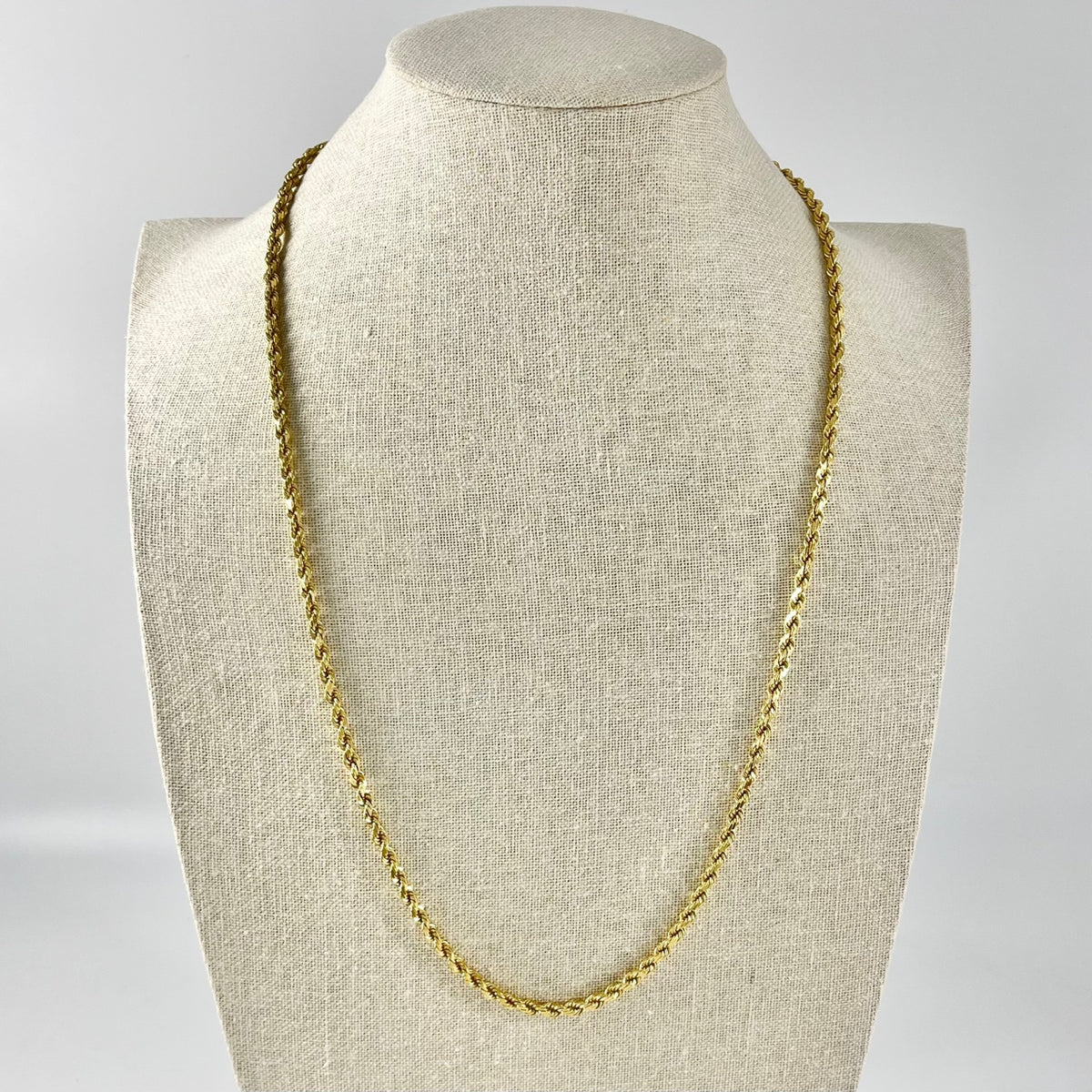 14k Solid yellow Gold Rope Chain Long Necklace 30"[14K Solid Gold]