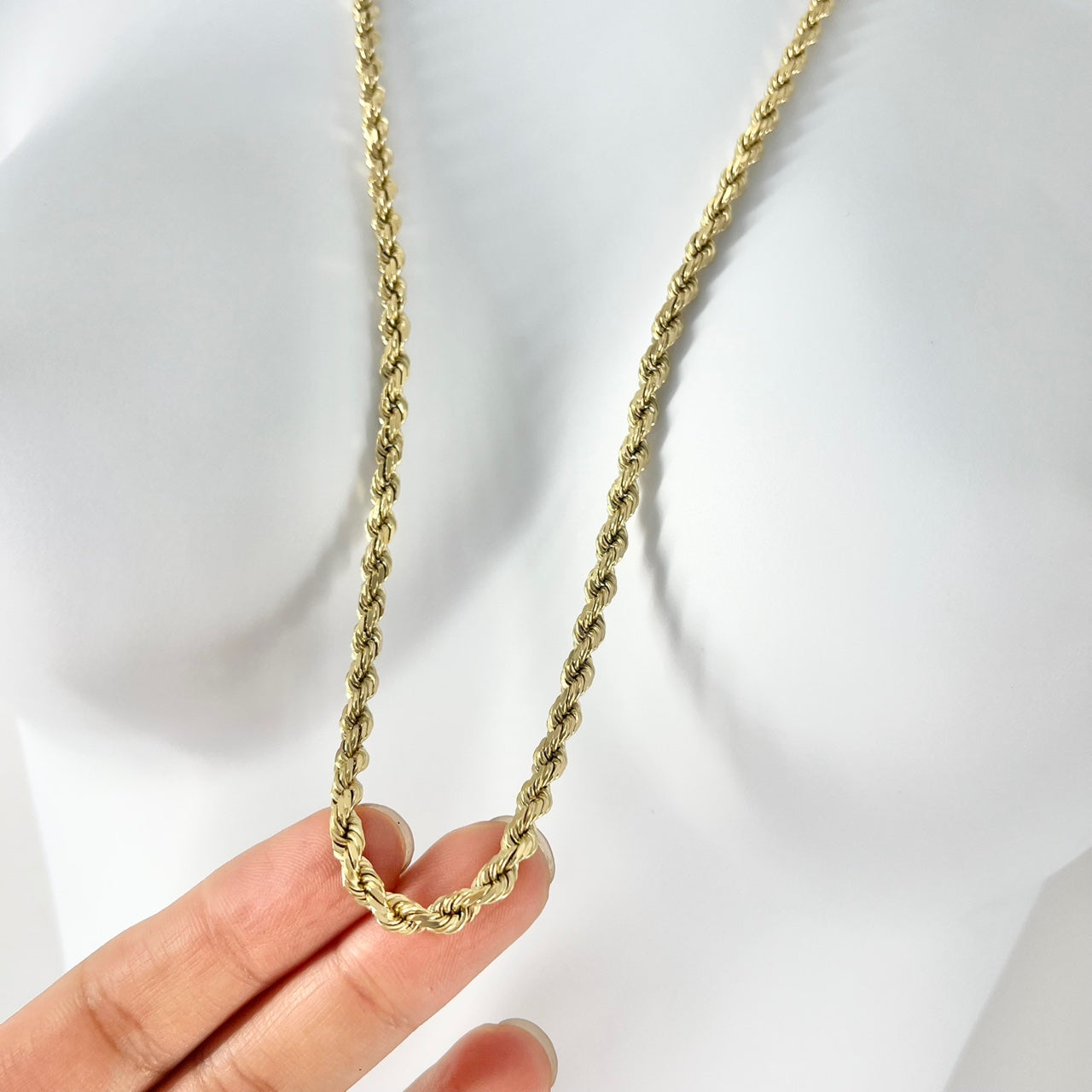 14k Solid yellow Gold Rope Chain Long Necklace 30"[14K Solid Gold]