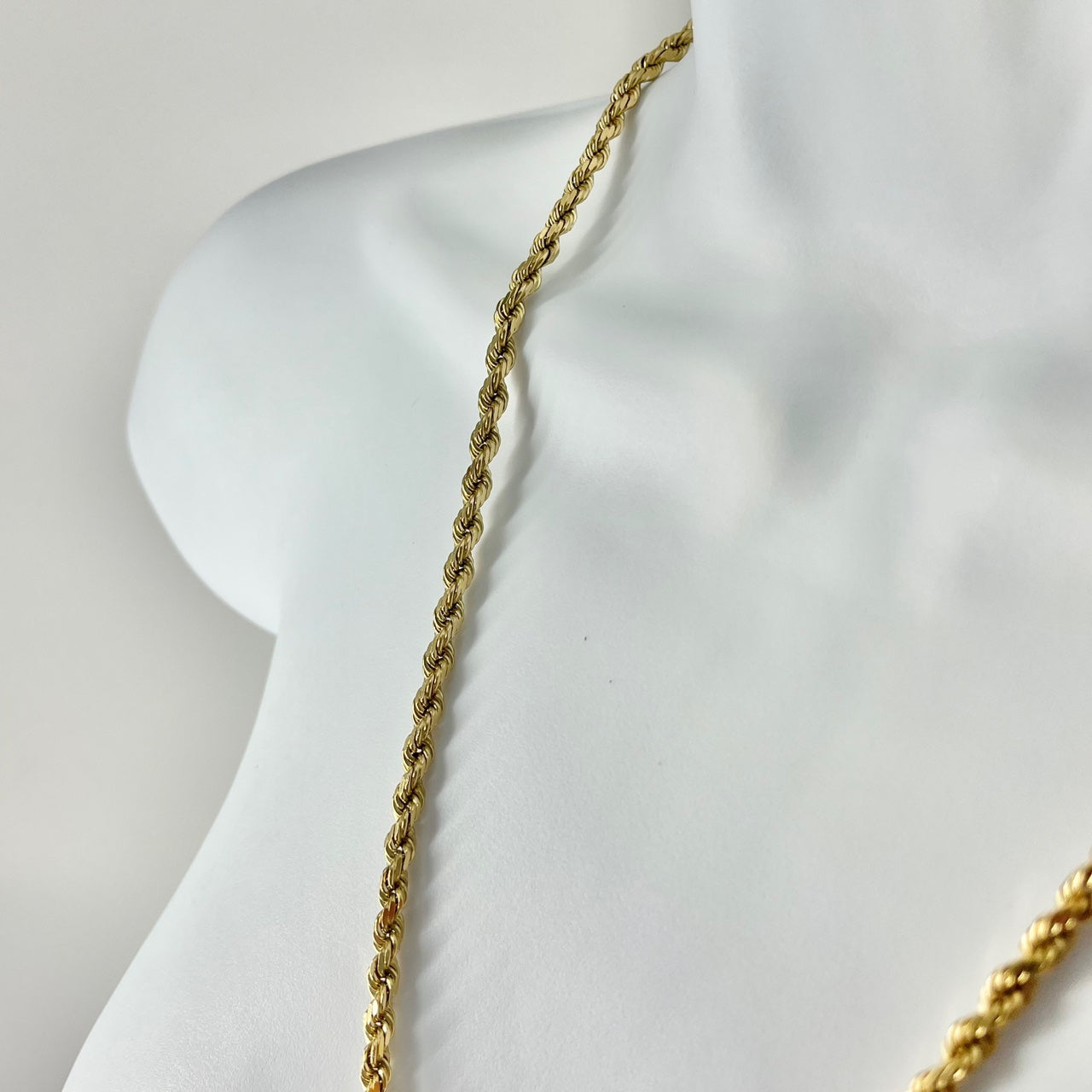 14k Solid yellow Gold Rope Chain Long Necklace 30"[14K Solid Gold]