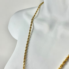 14k Solid yellow Gold Rope Chain Long Necklace 30"[14K Solid Gold]