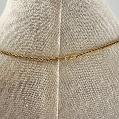 14K Yellow Gold Solid Wheat Link Chain Necklace 24"[14K Solid Gold]