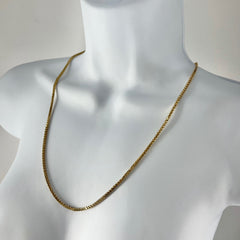 14K Yellow Gold Solid Wheat Link Chain Necklace 24"[14K Solid Gold]