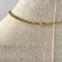 14K Yellow Gold/White Gold Dangle Roro Chain Solid Necklace 18"[14K Solid Gold]