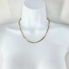 14K Yellow Gold/White Gold Dangle Roro Chain Solid Necklace 18"[14K Solid Gold]