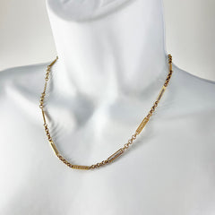 14K Yellow Gold/White Gold Dangle Roro Chain Solid Necklace 18"[14K Solid Gold]