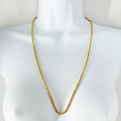 14k Solid yellow Gold Rolo Link Chain Necklace 26"[14K Solid Gold]