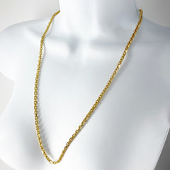 14k Solid yellow Gold Rolo Link Chain Necklace 26"[14K Solid Gold]