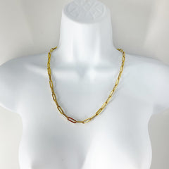 14k Solid yellow Gold Paperclip Chain Necklace 22"[14K Solid Gold]