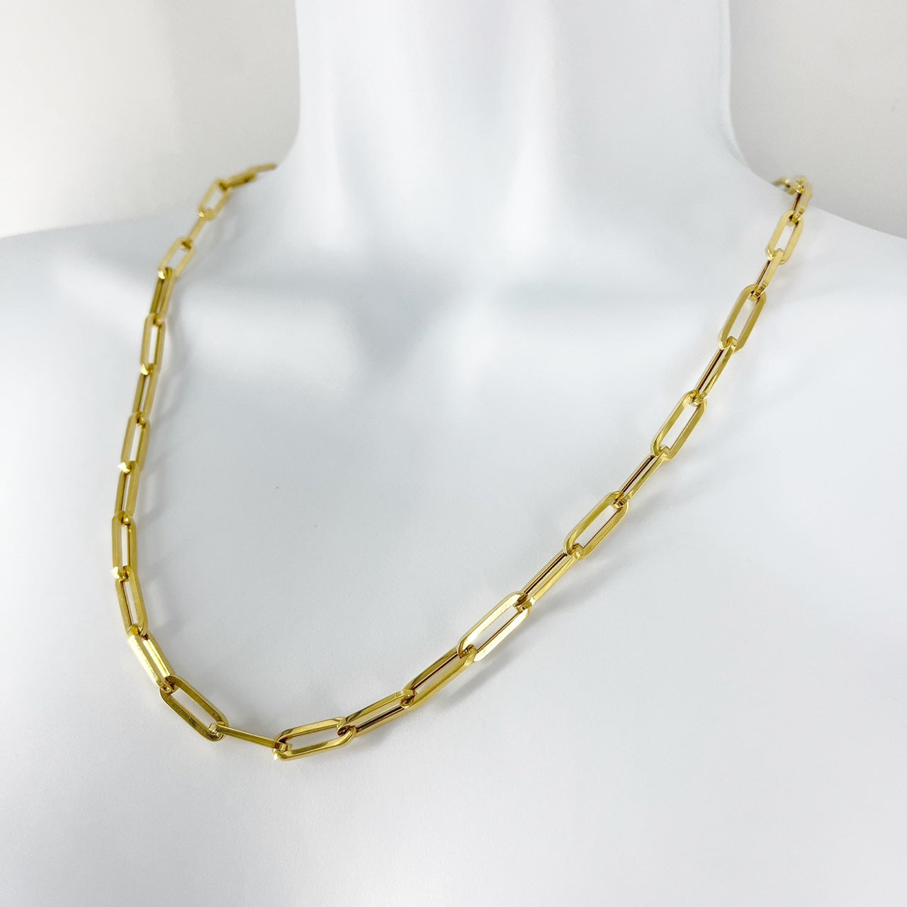 14k Solid yellow Gold Paperclip Chain Necklace 22"[14K Solid Gold]