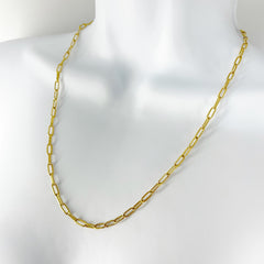 14k Solid yellow Gold Small Paperclip Chain Necklace 22"[14K Solid Gold]