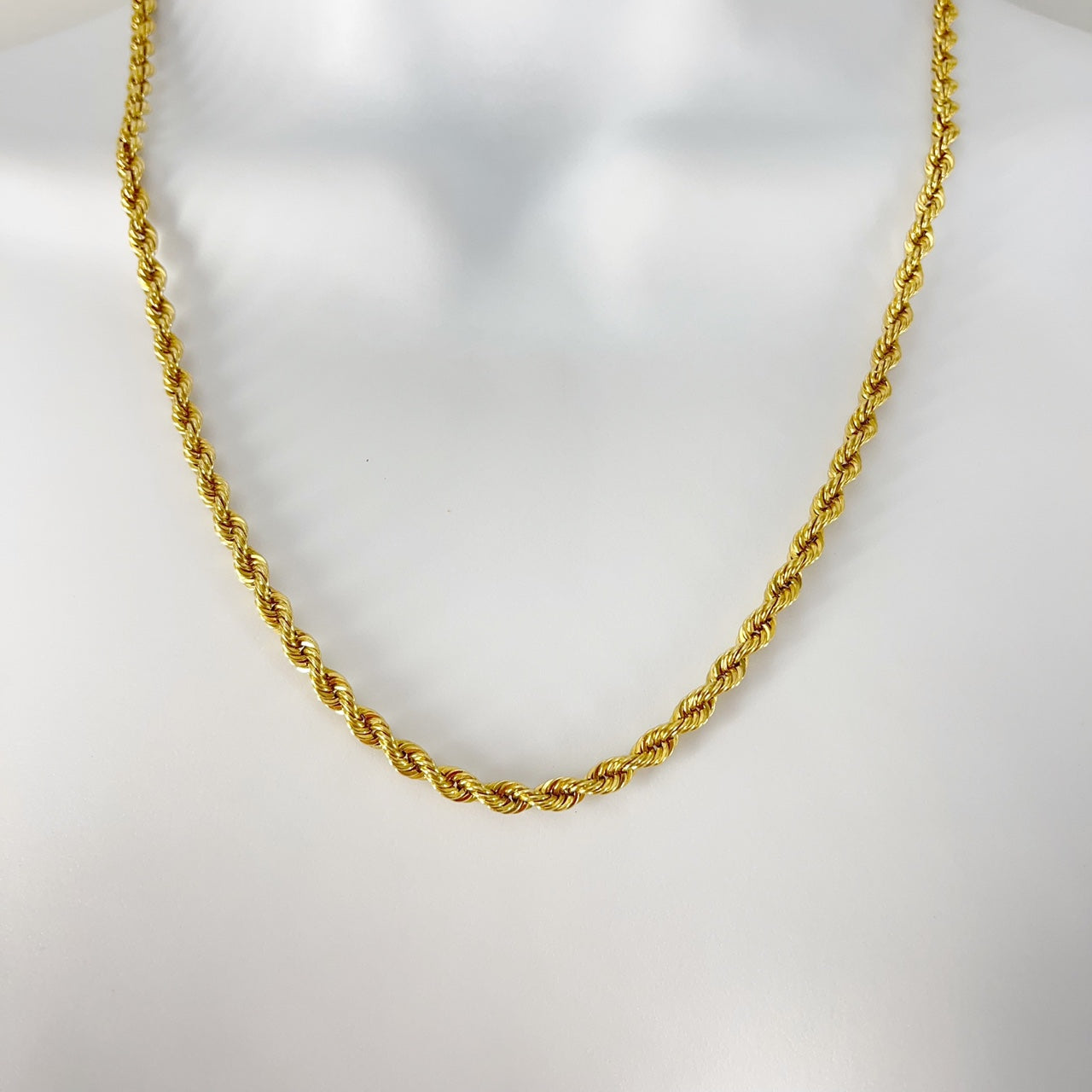 14k Solid yellow Gold Rope Chain Necklace 22"[14K Solid Gold]