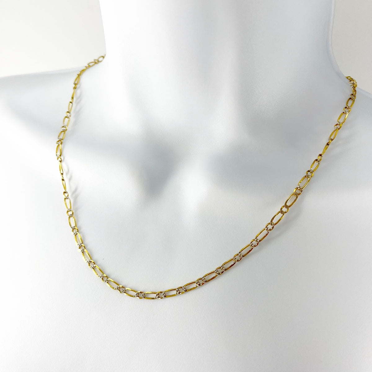 14k Solid yellow Gold/White Gold Paperclip Chain Necklace 20"[14K Solid Gold]