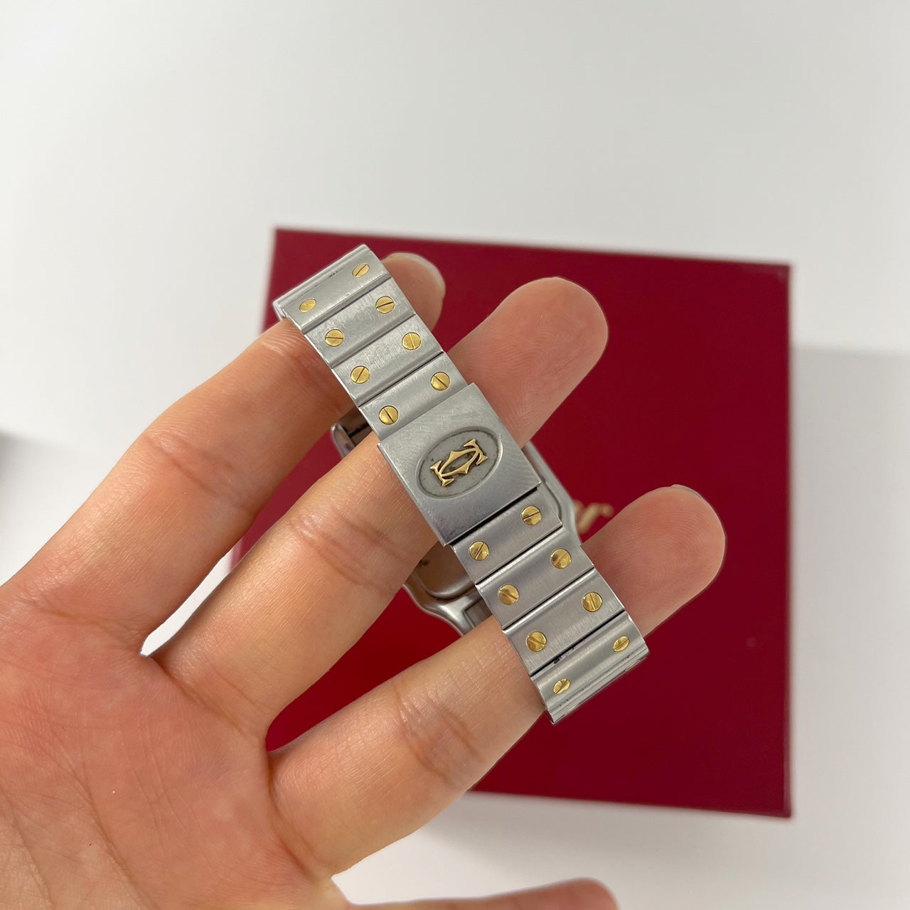 Guarantee Authentic Cartier Santos de Cartier Galbee REF#187901 18K Yellow Gold/Steel 24mm Quartz Watch
