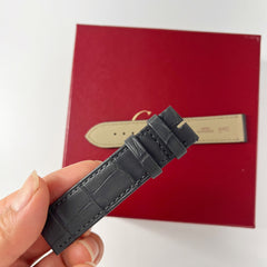Guarantee Authentic Cartier Drive de Cartier 19mmx18mm Mat Royal Blue Alligator Leather Strap Watch Band