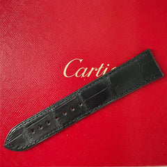 Guarantee Authentic Cartier KD1QHK97 20mmx18mm Black Mat Alligator Full Cut Leather Strap Watch Band