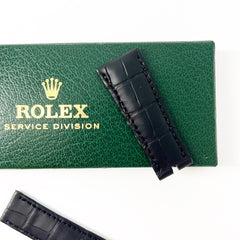 Guarantee Authentic Rolex DateJust 36mm Alligator Genuine Leather Strap Mat Black 21mmx17mm Watch Band