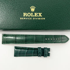 Guarantee Authentic Rolex Alligator Genuine Leather Strap Green 20mmx16mm Watch Band