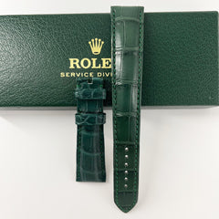 Guarantee Authentic Rolex Alligator Genuine Leather Strap Green 20mmx16mm Watch Band