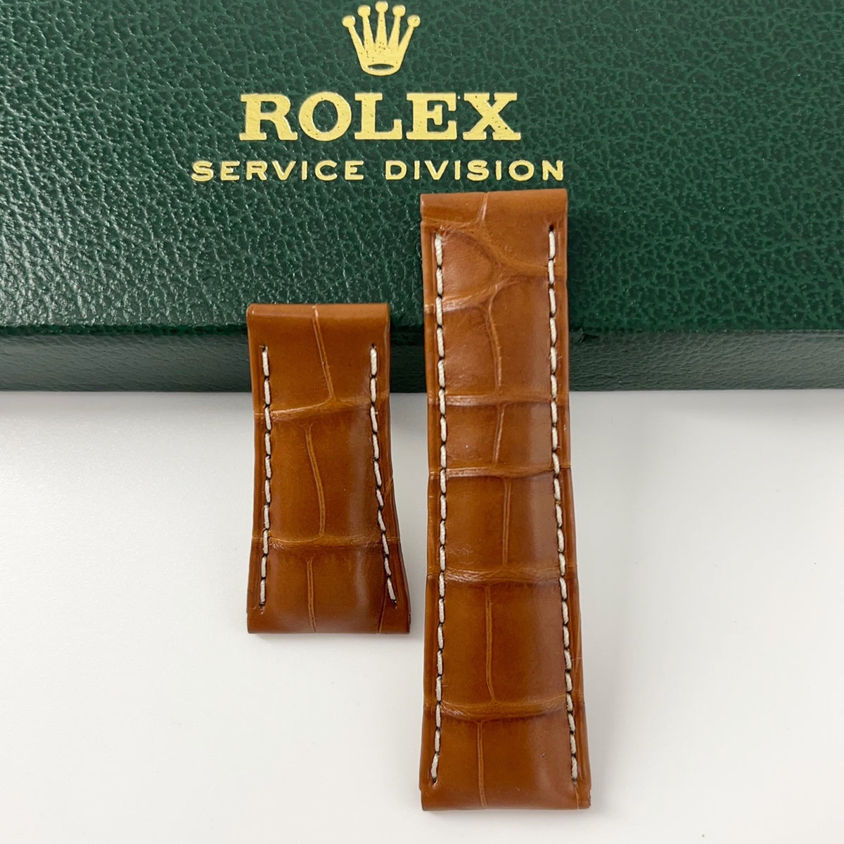 Guarantee Authentic Rolex Alligator Genuine Leather Strap Brown 20mmx16mm Watch Band