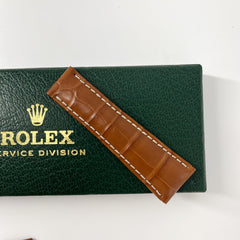 Guarantee Authentic Rolex Alligator Genuine Leather Strap Brown 20mmx16mm Watch Band
