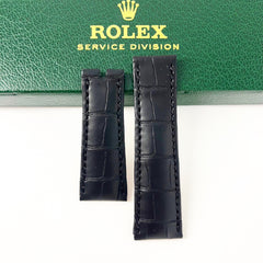 Guarantee Authentic Rolex DateJust 36mm Alligator Genuine Leather Strap Mat Black 21mmx17mm Watch Band