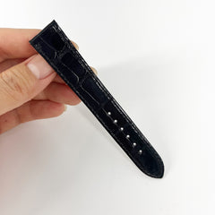 Guarantee Authentic Piaget Bright Alligator Piaget Flat Sewn Leather Strap Black 18mmx16mm Mans Regular Watch Band
