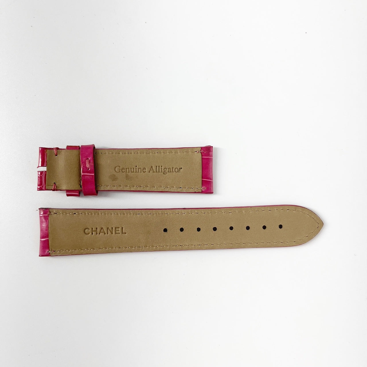 Guarantee Authentic Chanel Alligator Genuine Leather Strap Pink 18mmx16mm Watch Band