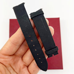 Guarantee Authentic Piaget Black Satin On Leather Strap 18mmx16mm Watch Band